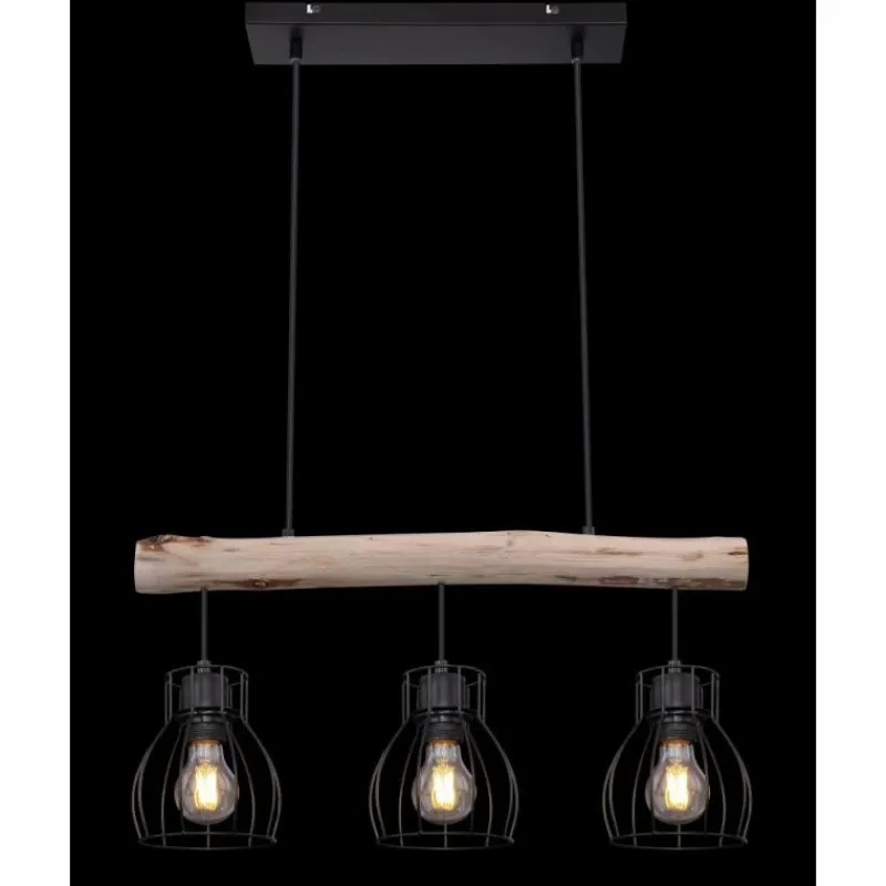 Lampes Vintages & Rétros-Luminaires Globo Lighting Suspension Globo MINA Noir, 3 lumières