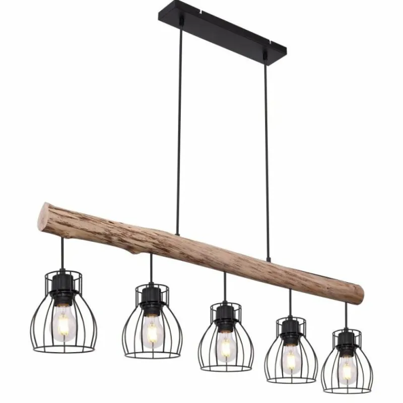Lampes Vintages & Rétros-Luminaires Globo Lighting Suspension Globo MINA Noir, 5 lumières