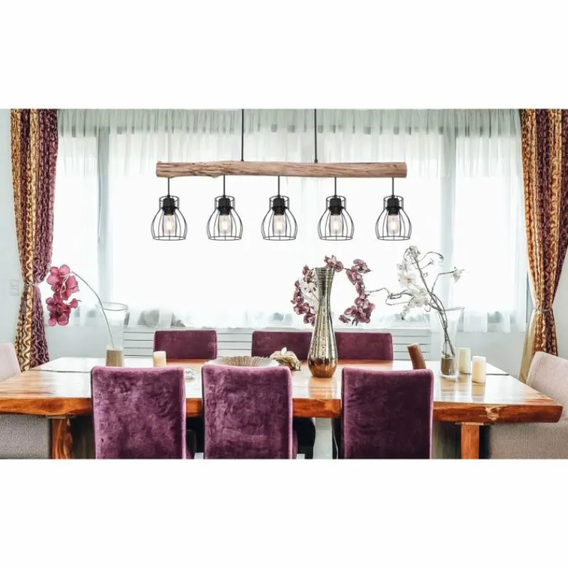 Lampes Vintages & Rétros-Luminaires Globo Lighting Suspension Globo MINA Noir, 5 lumières