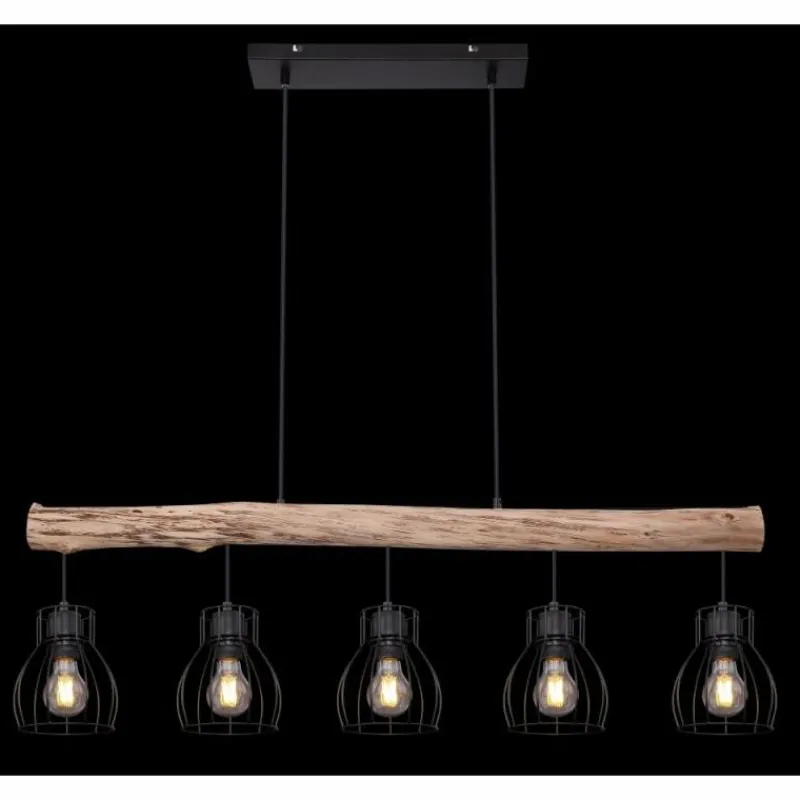 Lampes Vintages & Rétros-Luminaires Globo Lighting Suspension Globo MINA Noir, 5 lumières