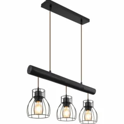 Lampes En Bois-Luminaires Globo Lighting Suspension Globo MINA Noir, 3 lumières