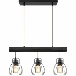 Lampes En Bois-Luminaires Globo Lighting Suspension Globo MINA Noir, 3 lumières