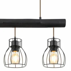 Lampes En Bois-Luminaires Globo Lighting Suspension Globo MINA Noir, 3 lumières