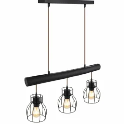 Lampes En Bois-Luminaires Globo Lighting Suspension Globo MINA Noir, 3 lumières
