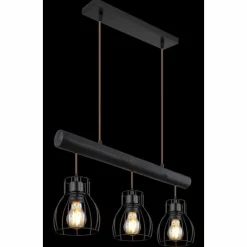 Lampes En Bois-Luminaires Globo Lighting Suspension Globo MINA Noir, 3 lumières