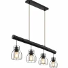 Lampes En Bois-Luminaires Globo Lighting Suspension Globo MINA Noir, 4 lumières
