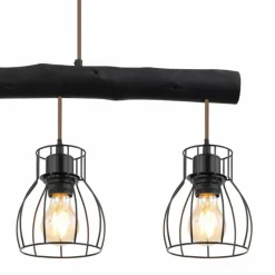 Lampes En Bois-Luminaires Globo Lighting Suspension Globo MINA Noir, 4 lumières