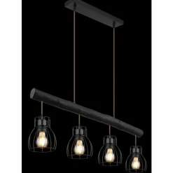 Lampes En Bois-Luminaires Globo Lighting Suspension Globo MINA Noir, 4 lumières