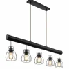 Lampes En Bois-Luminaires Globo Lighting Suspension Globo MINA Noir, 5 lumières