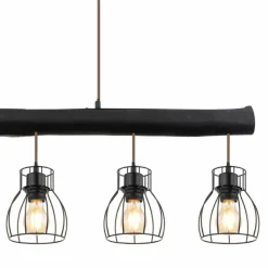 Lampes En Bois-Luminaires Globo Lighting Suspension Globo MINA Noir, 5 lumières