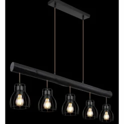 Lampes En Bois-Luminaires Globo Lighting Suspension Globo MINA Noir, 5 lumières