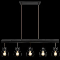 Lampes En Bois-Luminaires Globo Lighting Suspension Globo MINA Noir, 5 lumières