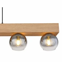 Suspension Verre Fumé-Luminaires Globo Lighting Suspension Globo MOITAS Couleur bois, Noir, 5 lumières