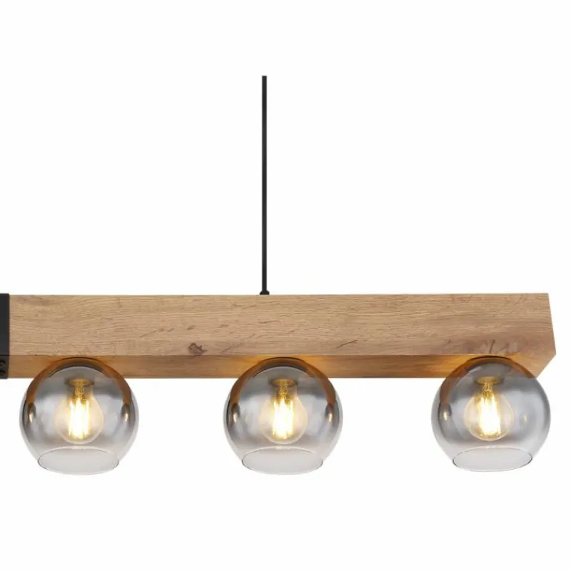 Suspension Verre Fumé-Luminaires Globo Lighting Suspension Globo MOITAS Couleur bois, Noir, 6 lumières