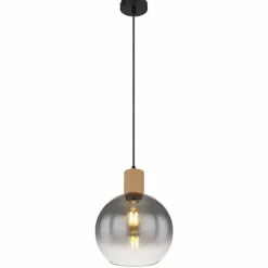 Suspension Verre Fumé-Luminaires Globo Lighting Suspension Globo MOITAS Couleur bois, Noir, 1 lumière