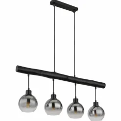 Suspension Verre Fumé-Luminaires Globo Lighting Suspension Globo MOITAS Noir, 4 lumières