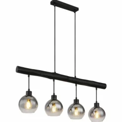 Suspension Verre Fumé-Luminaires Globo Lighting Suspension Globo MOITAS Noir, 4 lumières