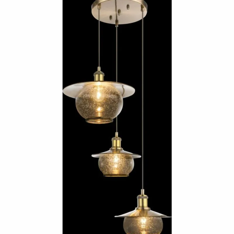 Luminaires Antiques-Luminaires Globo Lighting Suspension Globo NEVIS Bronze, 3 lumières