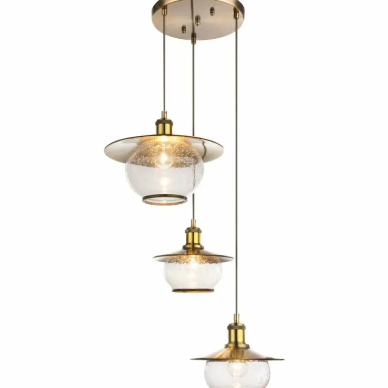 Luminaires Antiques-Luminaires Globo Lighting Suspension Globo NEVIS Bronze, 3 lumières