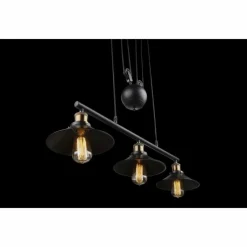 Lampes Industrielles-Luminaires Globo Lighting Suspension Globo Noir, 3 lumières