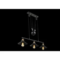 Lampes Industrielles-Luminaires Globo Lighting Suspension Globo Noir, 3 lumières