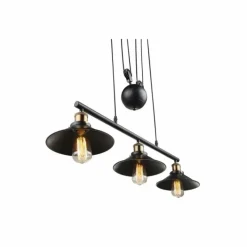 Lampes Industrielles-Luminaires Globo Lighting Suspension Globo Noir, 3 lumières