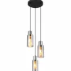 Suspension Verre Fumé-Luminaires Globo Lighting Suspension Globo Noir, 3 lumières