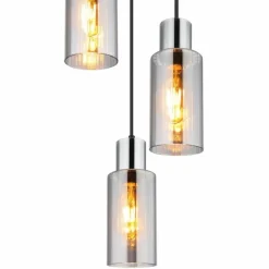 Suspension Verre Fumé-Luminaires Globo Lighting Suspension Globo Noir, 3 lumières