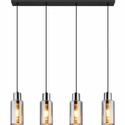 Suspension Verre Fumé-Luminaires Globo Lighting Suspension Globo Noir, 4 lumières