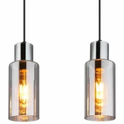 Suspension Verre Fumé-Luminaires Globo Lighting Suspension Globo Noir, 4 lumières