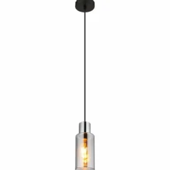 Suspension Verre Fumé-Luminaires Globo Lighting Suspension Globo Noir, 1 lumière