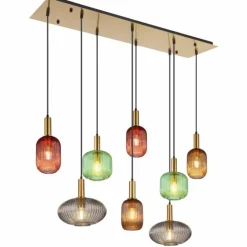 Lampes Dorées-Luminaires Globo Lighting Suspension Globo NORMY Or, 8 lumières