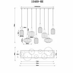 Lampes Dorées-Luminaires Globo Lighting Suspension Globo NORMY Or, 8 lumières