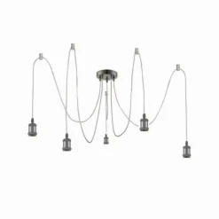 Lampes Industrielles-Luminaires Globo Lighting Suspension Globo OLIVER Noir, 5 lumières