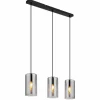 Suspension Verre Fumé-Luminaires Globo Lighting Suspension Globo OLLY Noir, 3 lumières