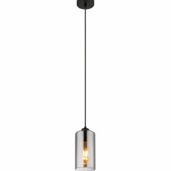 Suspension Verre Fumé-Luminaires Globo Lighting Suspension Globo OLLY Noir, 1 lumière