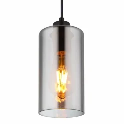 Suspension Verre Fumé-Luminaires Globo Lighting Suspension Globo OLLY Noir, 1 lumière