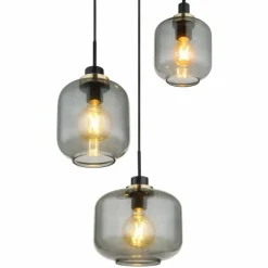 Suspension Verre Fumé-Luminaires Globo Lighting Suspension Globo OTHMAR Bronze, Noir, 3 lumières