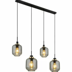 Suspension Verre Fumé-Luminaires Globo Lighting Suspension Globo OTHMAR Bronze, Noir, 4 lumières