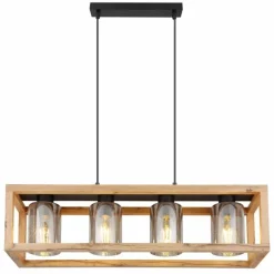 Luminaires Scandinaves-Luminaires Globo Lighting Suspension Globo PETTEY Bois foncé, Noir, 4 lumières