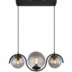 Suspension Verre Fumé-Luminaires Globo Lighting Suspension Globo PORRY Noir, 3 lumières