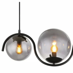 Suspension Verre Fumé-Luminaires Globo Lighting Suspension Globo PORRY Noir, 3 lumières