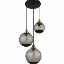 Suspension Verre Fumé-Luminaires Globo Lighting Suspension Globo POTTER Laiton, Noir, 3 lumières