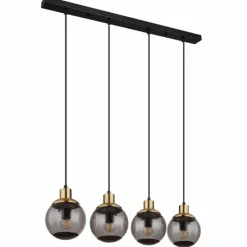 Suspension Verre Fumé-Luminaires Globo Lighting Suspension Globo POTTER Laiton, Noir, 4 lumières