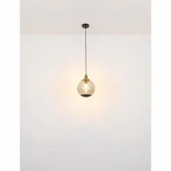 Suspension Verre Fumé-Luminaires Globo Lighting Suspension Globo POTTER Laiton, Noir, 1 lumière