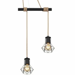 Style Boho-Chic-Luminaires Globo Lighting Suspension Globo PRISKA Écru, Noir, 4 lumières