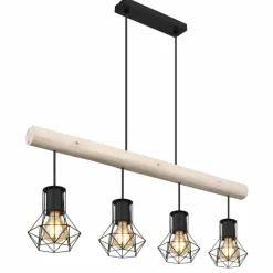 Lampes En Bois-Luminaires Globo Lighting Suspension Globo PRISKA Écru, Noir, 4 lumières