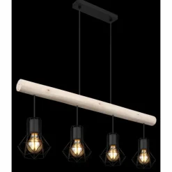 Lampes En Bois-Luminaires Globo Lighting Suspension Globo PRISKA Écru, Noir, 4 lumières