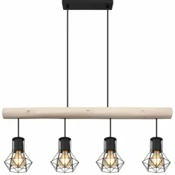 Lampes En Bois-Luminaires Globo Lighting Suspension Globo PRISKA Écru, Noir, 4 lumières