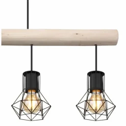 Lampes En Bois-Luminaires Globo Lighting Suspension Globo PRISKA Écru, Noir, 4 lumières